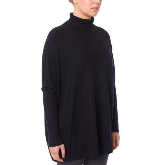 NEW JOSEPH A. Black Turtleneck Pullover Poncho Sweater Size M - Picture 3 of 7